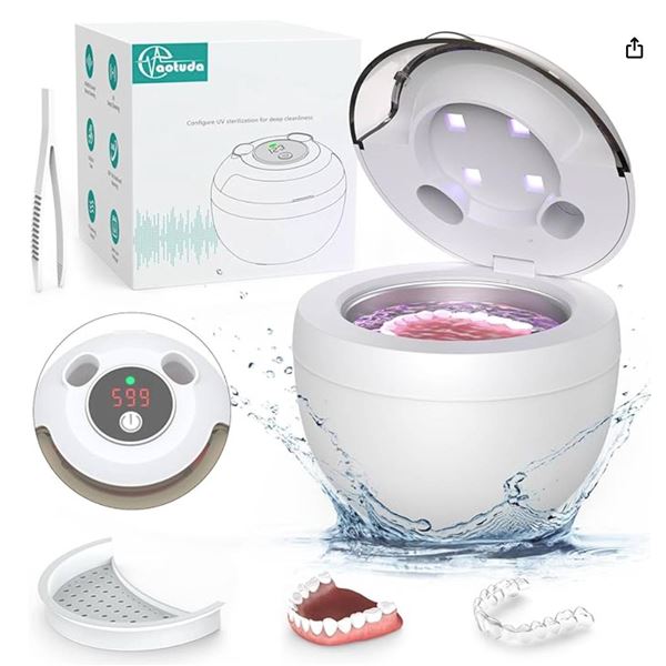 Aotuda Ultrasonic Retainer Cleaner with UV Sterilization, 200ml Tank