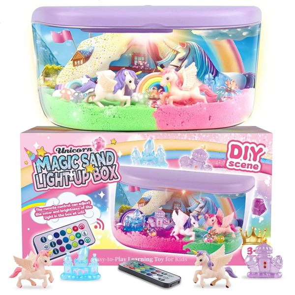 Lot of 2 – Unicorn Magic Sand Light-Up DIY Scenes with Remote Control