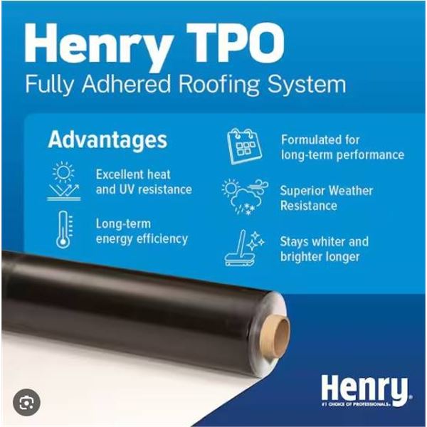 Pallet lot of  (20 Rolls) of Henry Lowslope 2 Ply Black SA Roof-in-a-Roll, Model HE5392P536