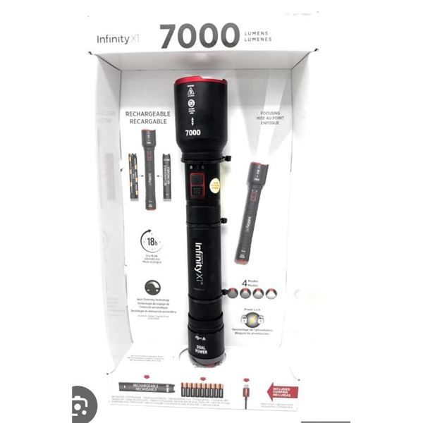 Infinity X1 Dual Power Flashlight 7000 Lumens with Accessories No Box