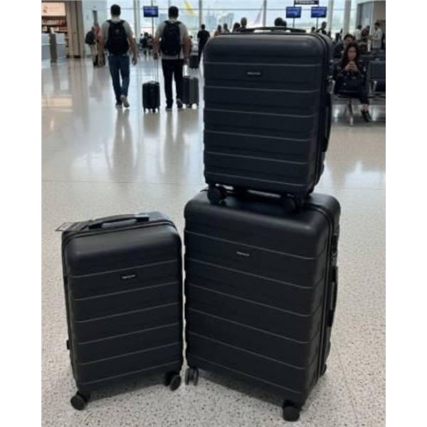 Pack & Fly 3-Piece Set, Black Edition, Suitcases with Sizes 20in, 24in, 28in