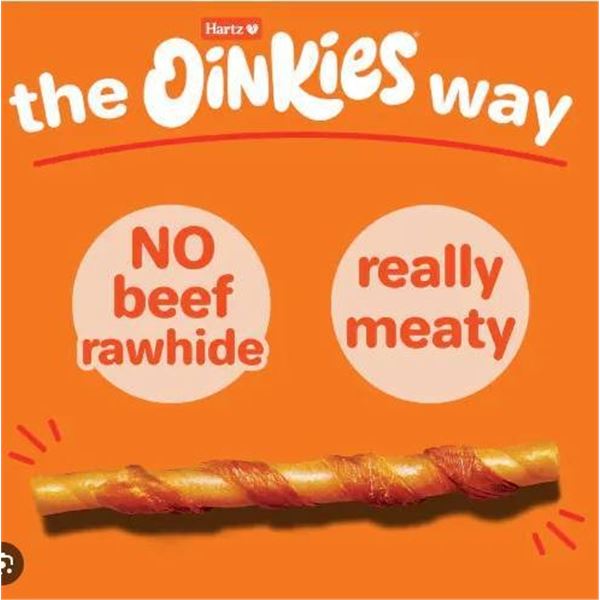3X32 pc bags – Hartz Oinkies Real Meaty Chews Tender Twists