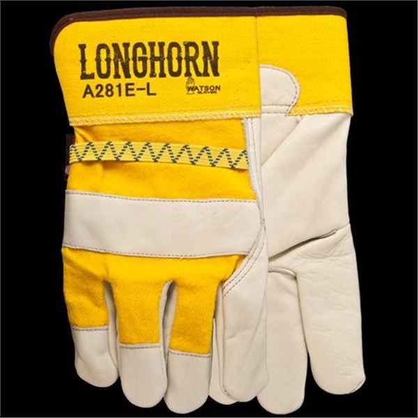 Watson Gloves Longhorn A281E Leather Work Gloves, Size Large
