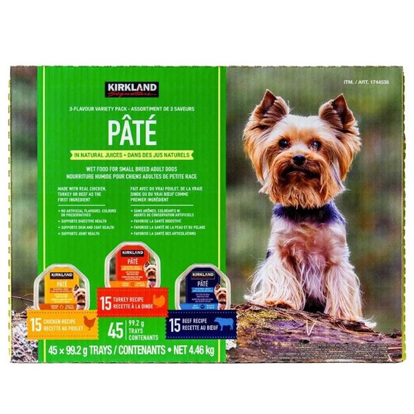 Kirkland Signature Wet Dog Food, Pâté Variety Pack, 45 x 99 g