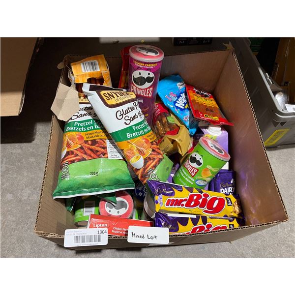 Box lot of Assorted Snack Foods and Confectioneries