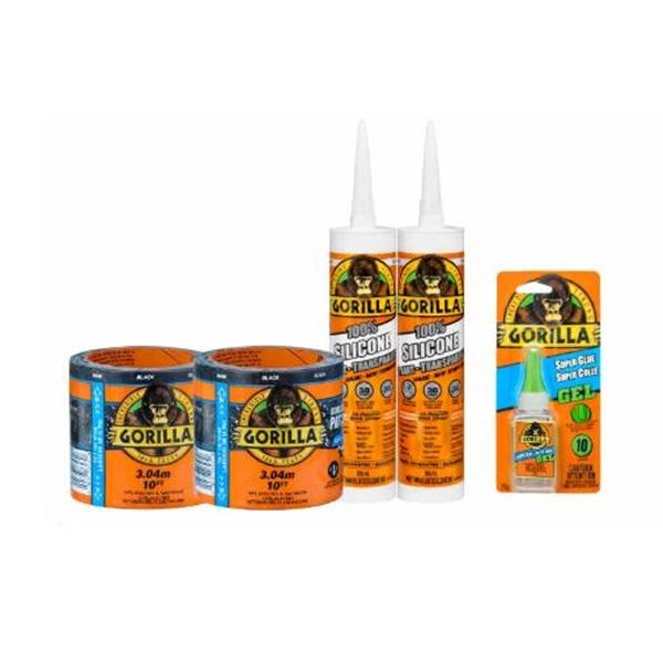 Gorilla Products Including Patch & Seal, Silicone Sealant, and Super Glue Gel