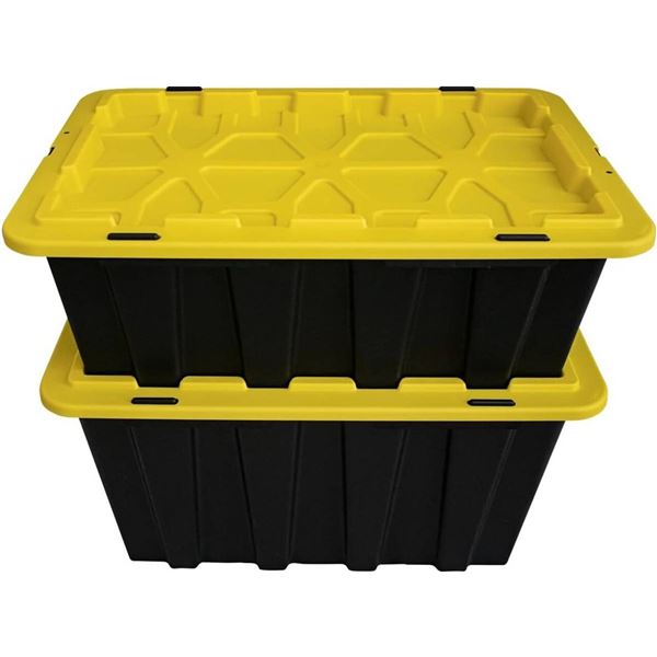 Steel Core 80L Heavy Duty Tub with Snap Lid – Black and Yellow