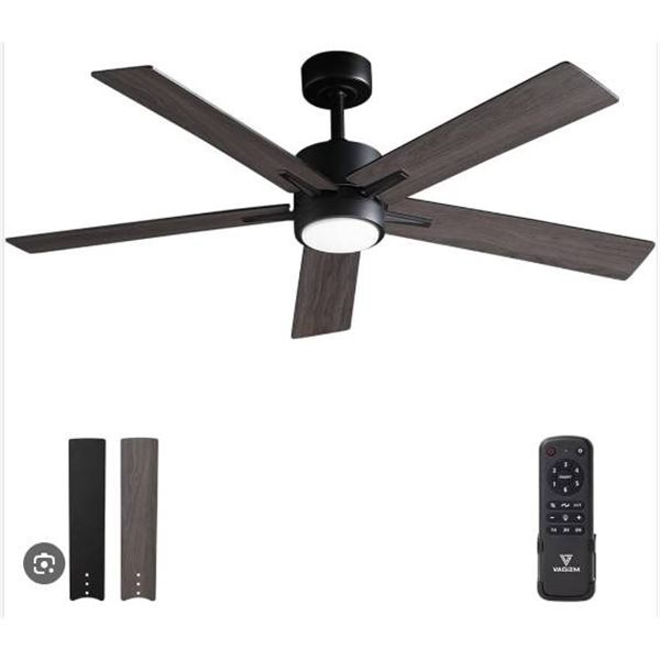 VAGIZM 52 Inch DC Motor Ceiling Fan with LED Light and 5 Blades
