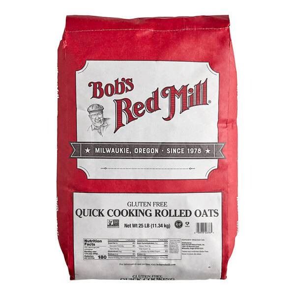 Bob’s Red Mill Gluten Free Quick Cooking Rolled Oats, 25 LB (11.34 KG)