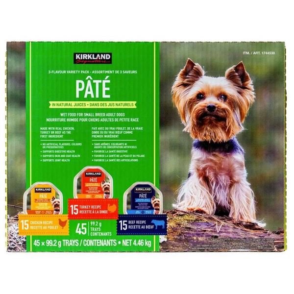 Kirkland Signature Wet Dog Food, Pâté Variety Pack, 45 x 99 g