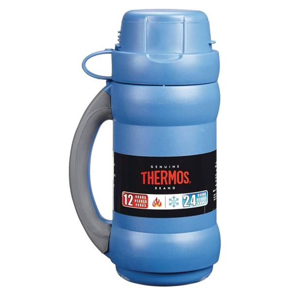 Genuine Thermos Brand Hot and Cold Insulated Bottle, Blue