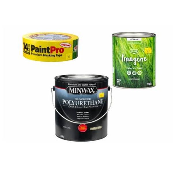 Paint Materials: Minwax Polyurethane, Co-op Imagine Paint, PaintPro Masking Tape