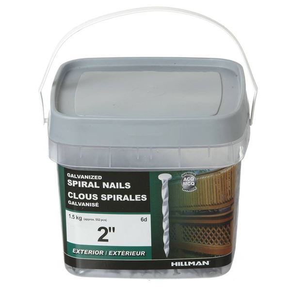 2 Hillman 2-Inch Galvanized Spiral Nails, 1.5 kg Each