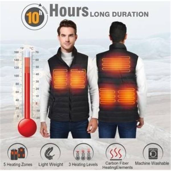 LeapSee Men’s Heated Vest XXL with Pockets