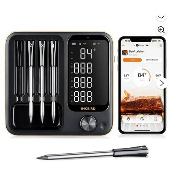 Inkbird IBS-BBQ-8T Wireless BBQ Thermometer With 4 Probes and USB Cable