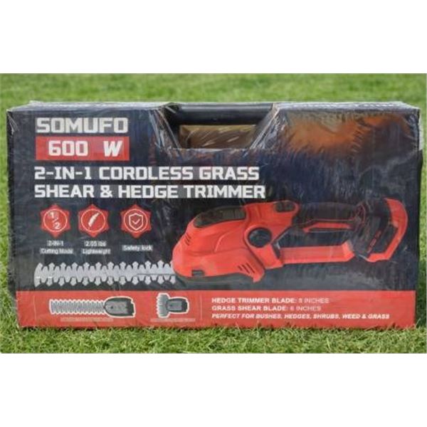 Somufo 600W 2-in-1 Cordless Grass Shear and Hedge Trimmer