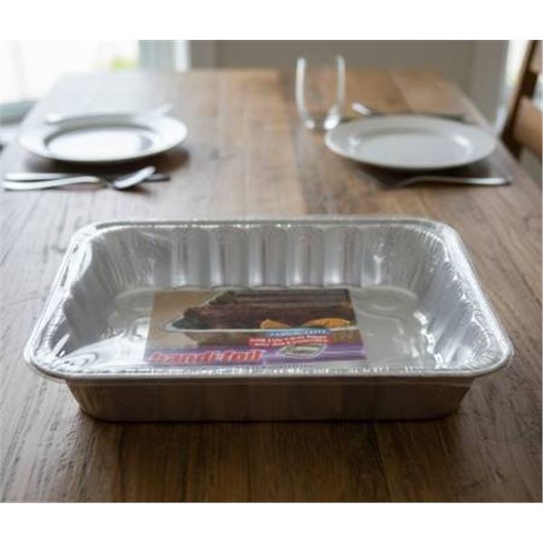 Lot of 30 Aluminum Roasting Pans, Handi-Foil, Cook-n-Carry, 11.75 x 9.375 x 2.56 in