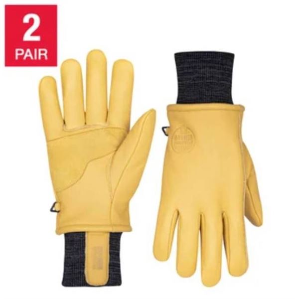 Hand Crew Genuine Leather Winter Gloves, XL Size, 2 Pairs