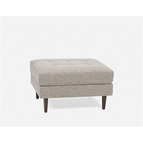 Fabric Upholstered Ottoman With Tufted Top and Wooden Legs