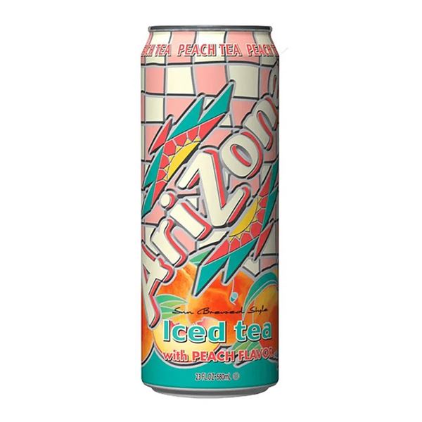 Case of 24 AriZona Iced Tea 680mL Cans with Peach Flavor