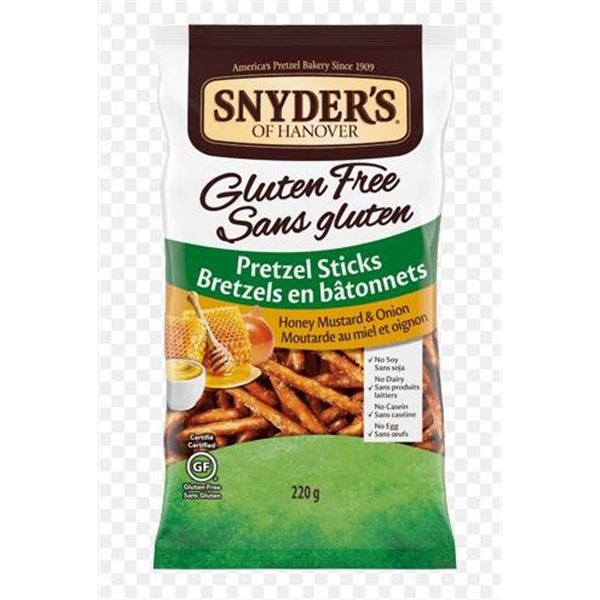 Snyder’s of Hanover Gluten-Free Pretzel Sticks Honey Mustard & Onion 12 x 220g