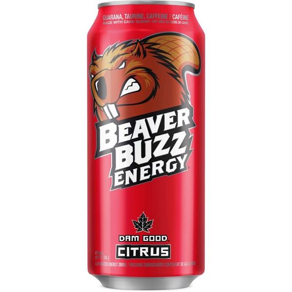 Beaver Buzz Energy Drink 12-Pack, Citrus Flavor, 473ml Each