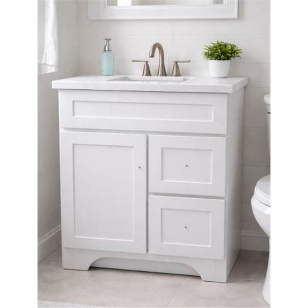 White Vanity Base,  24x21x34″ ***BASE ONLY -NO COUNTER TOP OR SINK ***