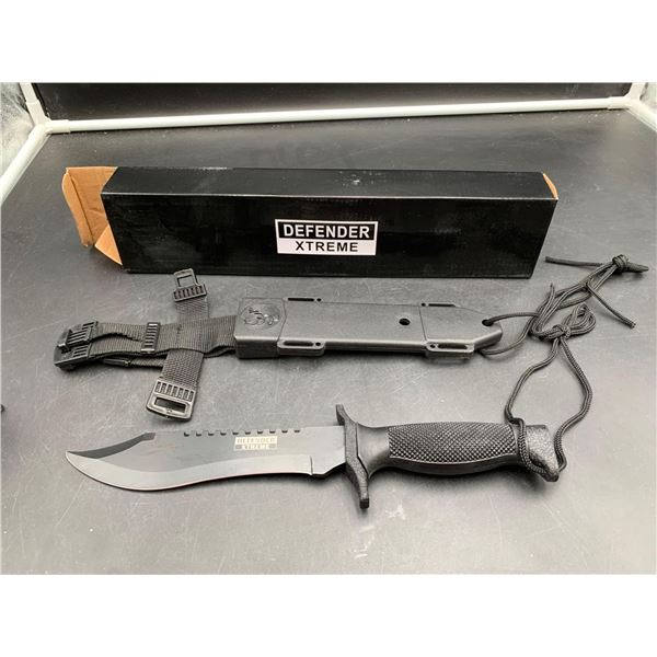 Defender Extreme Black Ops 7 Inch Bowie Knife with Tactical Leg Sheath - NEW in Box