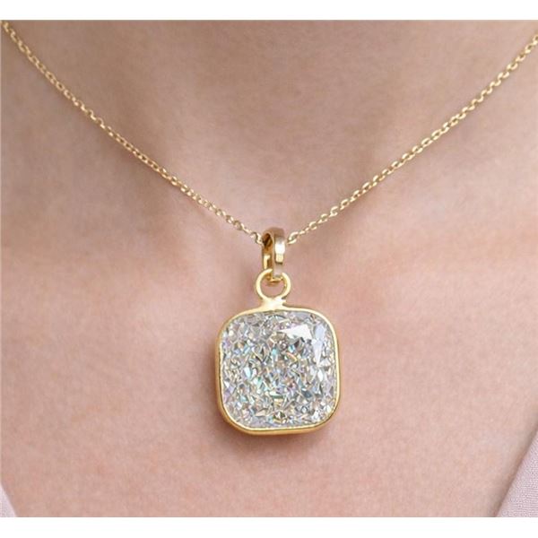 $1000, 10k(0.41g), LAB DIAMOND (1.5CT)WITH HAND CRATED BEZEL  PENDANT, appraised value $1000