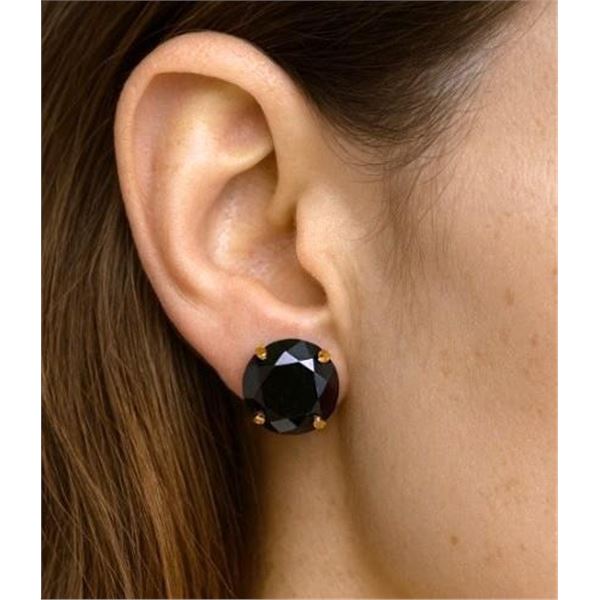 $1860, 14K(1.12g), BLACK DIAMOND(3.9CT) SOLITAIRE EARRING, appraised value $1860