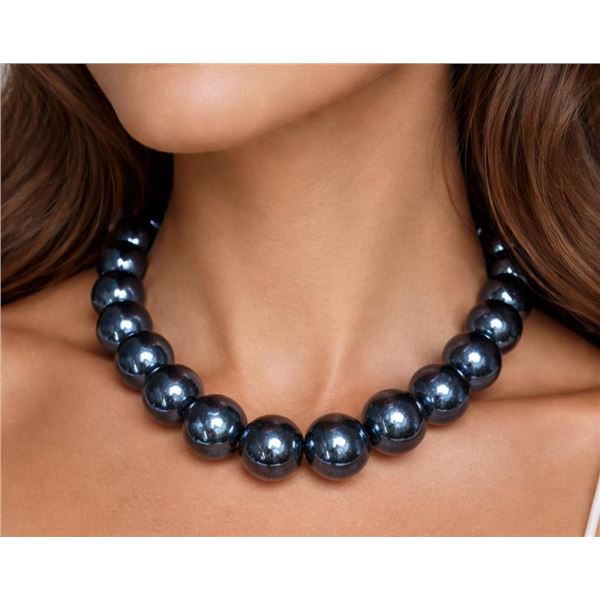$200, SILVER BLUE METALLIC PEARL NECKLACE 17", retail value $200