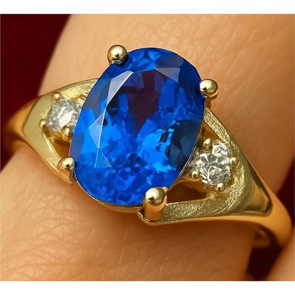 $1400, 10K(1.32g), TANZANITE (0.35ct), DIA (0.03ct)RING, size 6.5, retail value $1400, ring resizeab