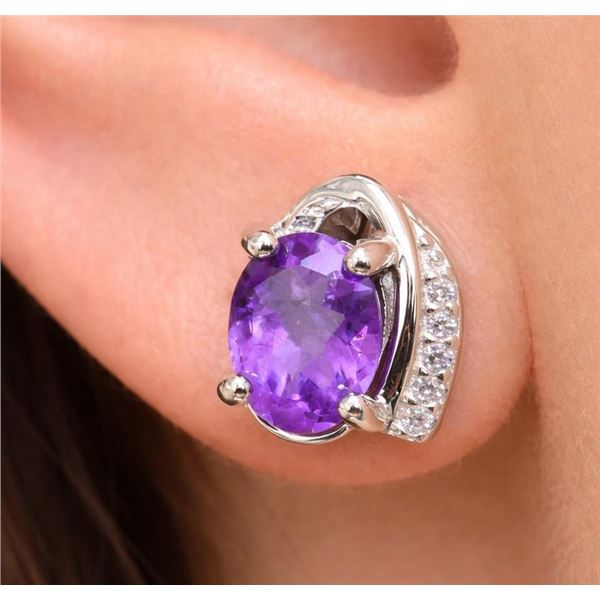 $240, SILVER(2.8g), AMETHYST (2ct) EARRING, retail value $240