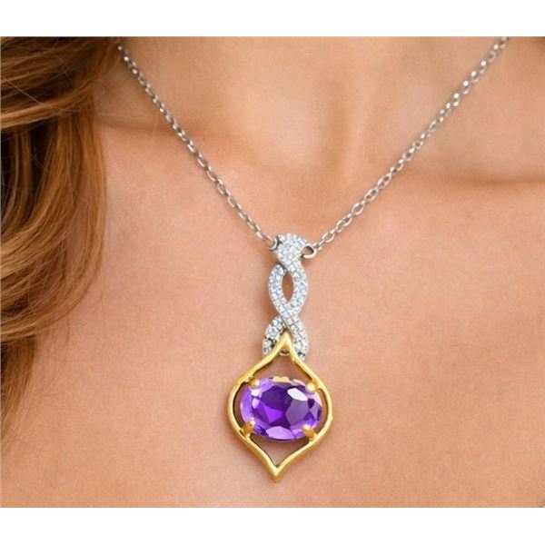 $140, SILVER(1.66g),  AMETHYST (1.25ct) PENDANT, retail value $140