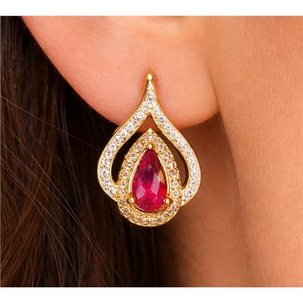 $200, SILVER(2.4g),  GENUINE RUBY  (APP 0.5ct) EARRING, retail value $200