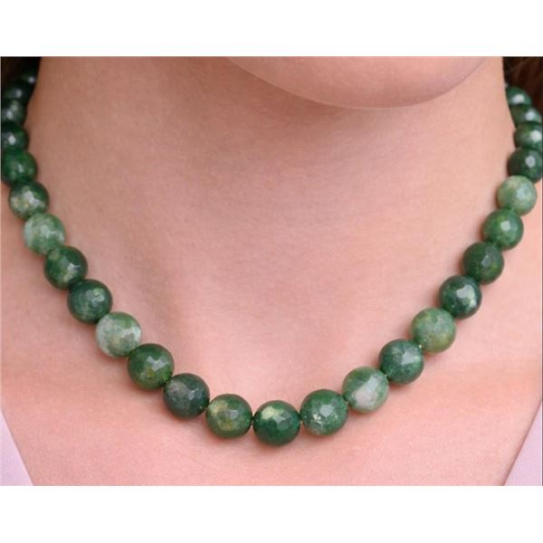 $240, SILVER MOSS AGATE  (APP 175ct) NECKLACE 16", retail value $240