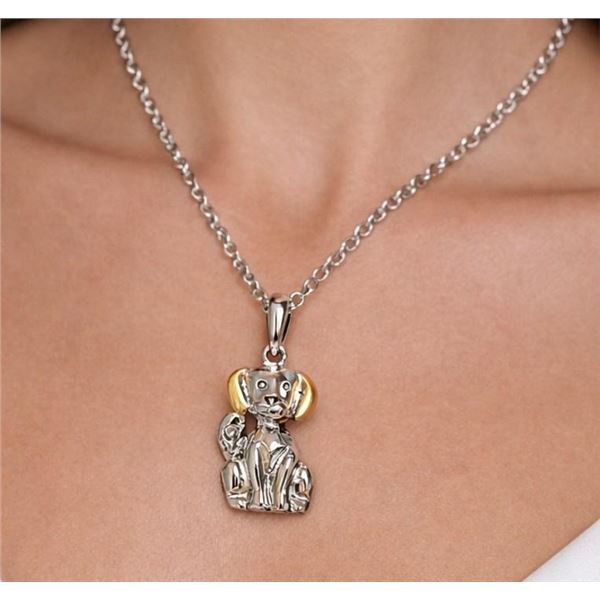 $65, SILVER(4.2g), GENUINE DIAMOND (0.01ct) "FIRST" LABEL NECKALCE 16", retail value $65