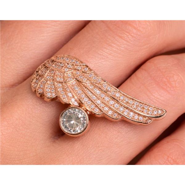 $200, SILVER(7.63g),  CZ WITH WING DESIGN RING, retail value $200