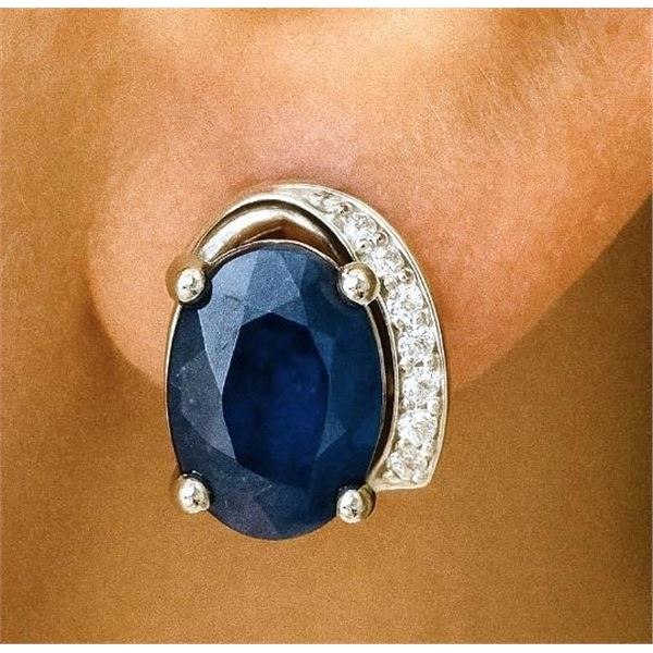 $240, SILVER(2.8g),  SAPPHIRE (2ct) EARRING, retail value $240