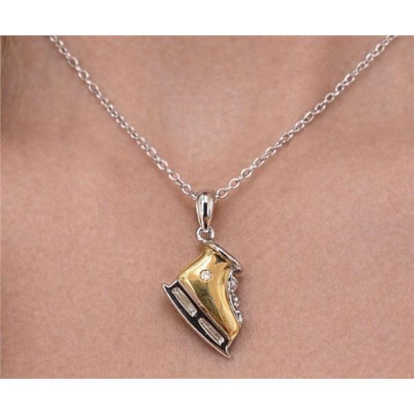 $55, SILVER(3.49g), GENUINE DIAMOND (0.01ct) "FIRST" LABEL NECKALCE 16", retail value $55