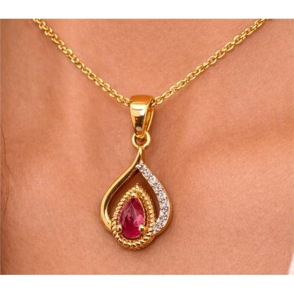 $140, SILVER(1.27g), GENUINE RUBY (0.25ct) PENDANT, retail value $140