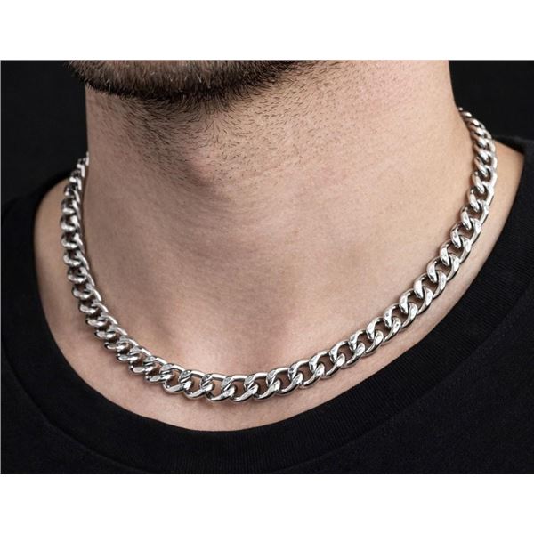 $250, SILVER(10.33g),  RHODIUM PLATED ITALY HOLLOW CURB CHAIN 20", retail value $250