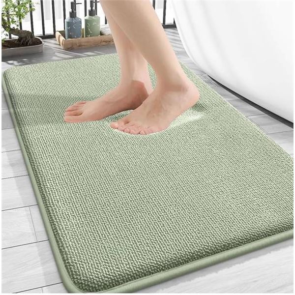 OLANLY Luxury Memory Foam Bath Mat, 16×24 Inches, Sage Green