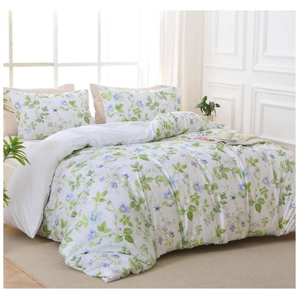 Muxhome Queen Size Duvet Cover Set, Model CA-DTC-CZ-Green-Q