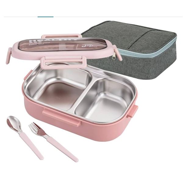 Lille Home 28oz Stainless Steel Leakproof 2-Compartment Bento Lunch Box/Portion Control Food Contain