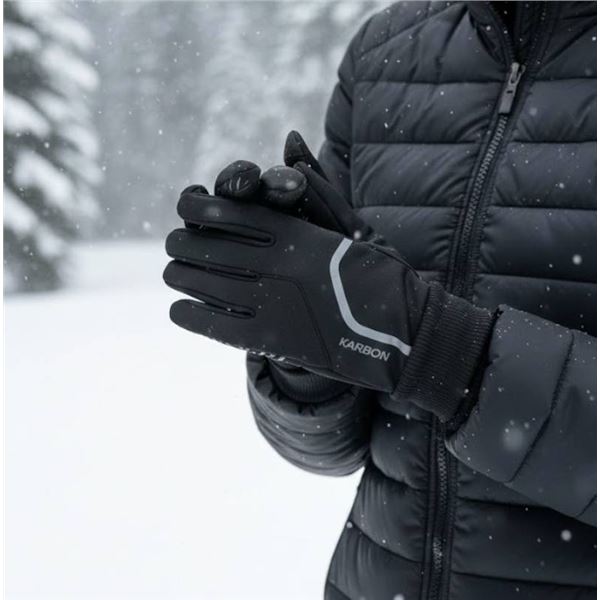 Karbon S/P Black Thermal Gloves With Grip Detail