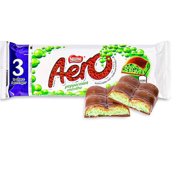 Lot of 8 Nestle Aero Peppermint Chocolate Bars, 63g Each