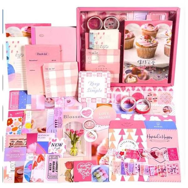 Pink Scrapbooking Supplies Kit, 351pcs Bullet Junk Journal Kit with Journaling Supplies