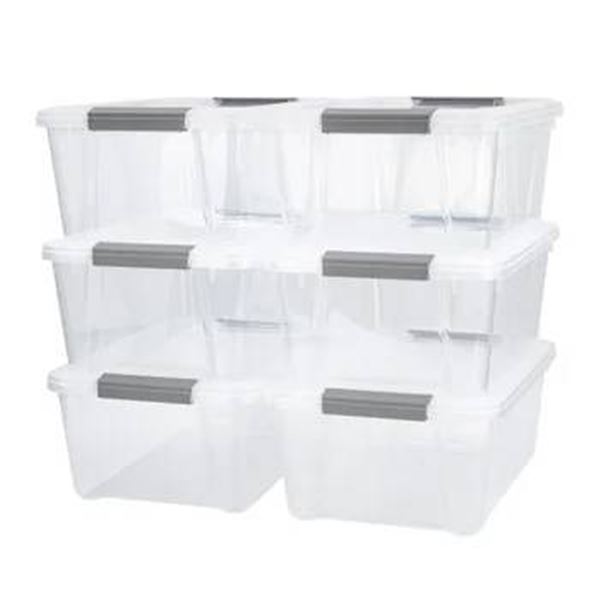 TuffStore Latchboxes 12.9L Set of 6 Transparent with Handles SEE DAMAGE