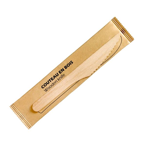 Eco-Packaging 6-Inch Wooden Knife Wrapped – 500 Bags per Carton